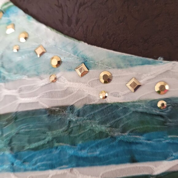 Alfred Dunner Womens Petite Top Studded Neckline & Striped Pattern PS - Picture 5 of 7